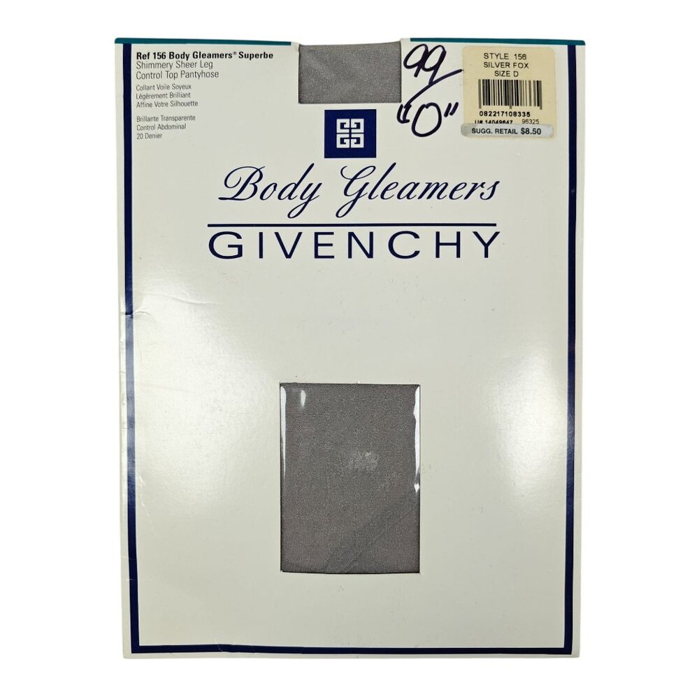 Vintage Givenchy Body Gleamers Superb Control Top Pantyhose Silver Fox Size D - Picture 1 of 3
